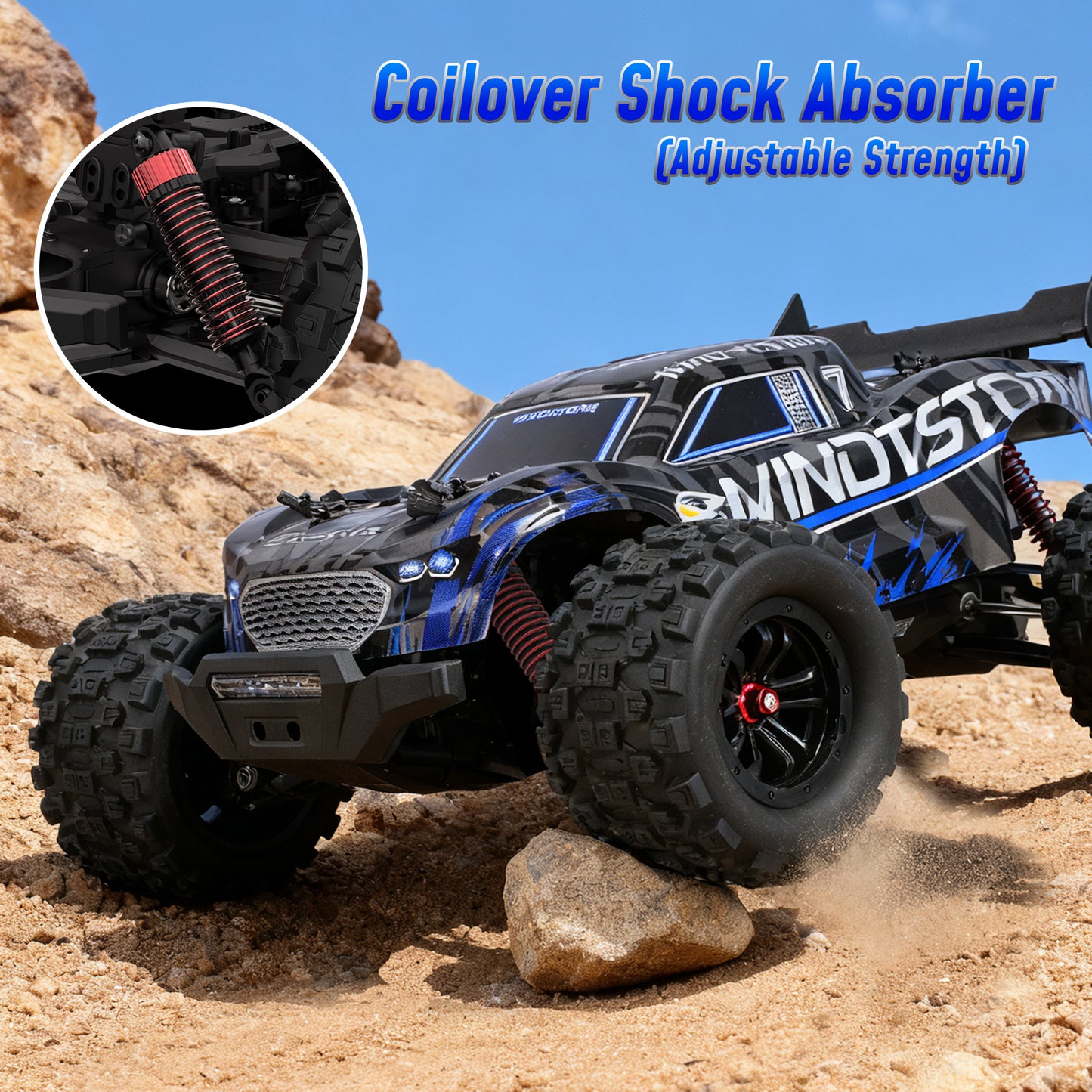 1:14 Large RC Cars, 4WD High-Speed RC Monster Truck, 40+ KPH Remote Control Car for Snow Mud Sand, 2.4 GHz Alloy RC Cars for Kids Teens Adults Birthday Party Gifts