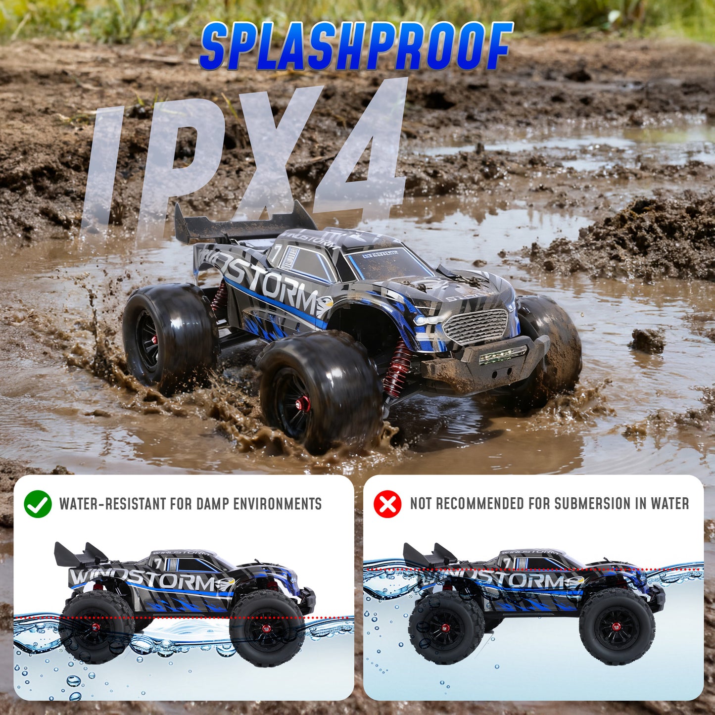 1:14 Large RC Cars, 4WD High-Speed RC Monster Truck, 40+ KPH Remote Control Car for Snow Mud Sand, 2.4 GHz Alloy RC Cars for Kids Teens Adults Birthday Party Gifts