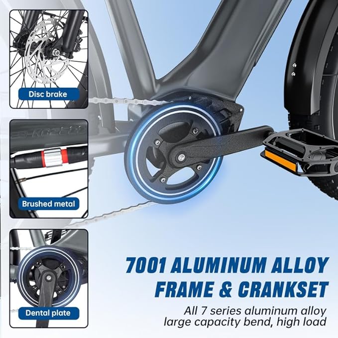 Electric Bike (Grey / 26" Fat Tires - Withbar) for Adults 1000W BAFANG Motor EBike 52V 25Ah 21700 Removable LG Lithium Battery Fat Tires 20-32MPH Speed Range 90Miles Long Range Electric Mountain Bike Shimano 7-Speed E Bike