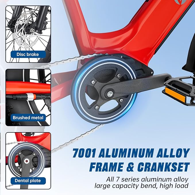 Electric Bike (Red / 20" Fat Tires) for Adults 1000W BAFANG Motor EBike 52V 25Ah 21700 Removable LG Lithium Battery Fat Tires 20-32MPH Speed Range 90Miles Long Range Electric Mountain Bike Shimano 7-Speed E Bike