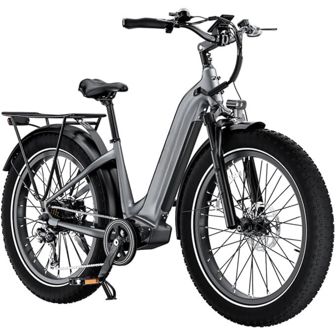 Electric Bike Grey 26 Fat Tires Nobar for Adults 1000W BAFANG Motor EBike 52V 25Ah 21700 Removable LG Lithium Battery Fat Tires 20 32MPH Speed