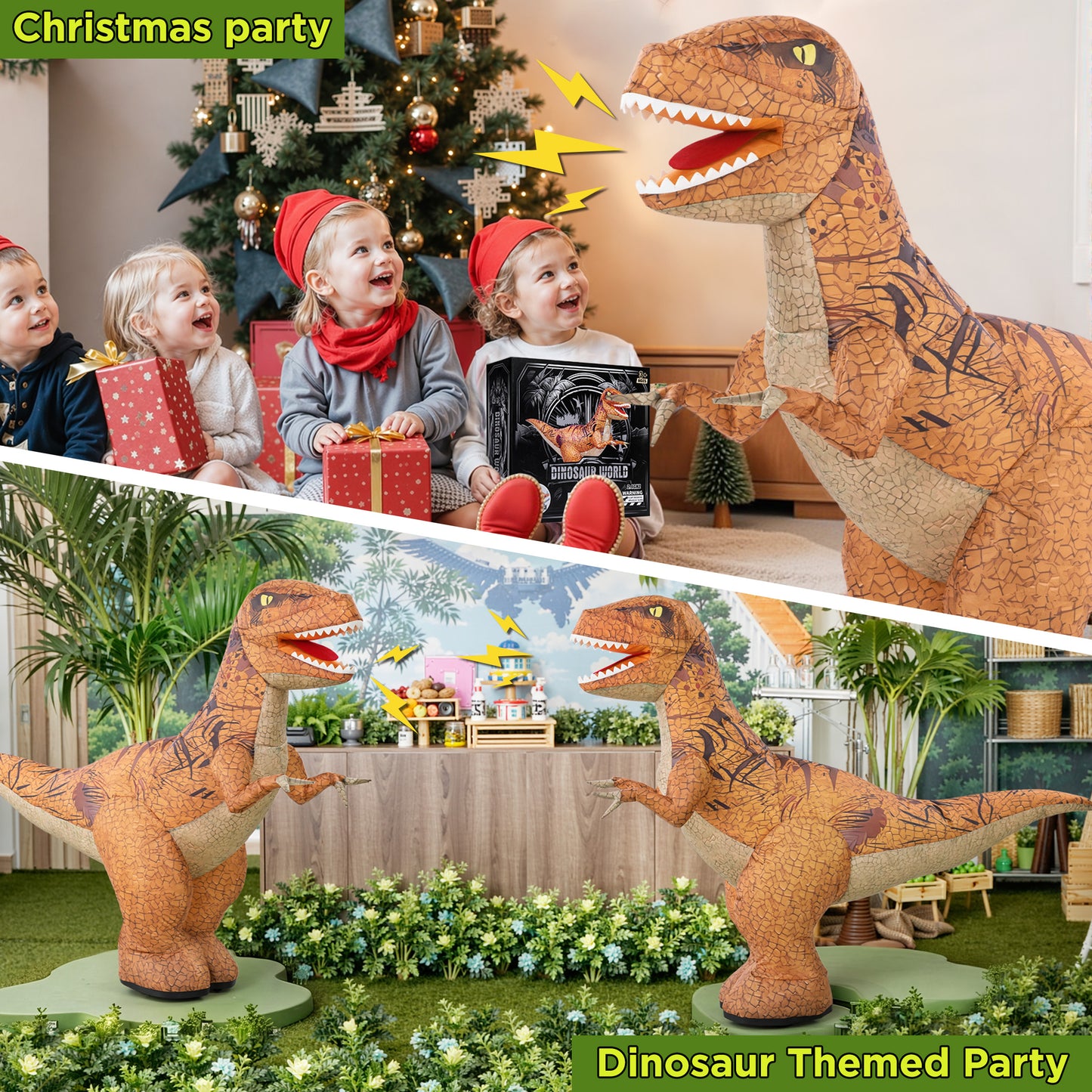 Xmhook 4ft Inflatable Dinosaur Remote Control Car with LED Sound & 360 °Rotation, Large Walking Dinosaur Blow up Toy for Kids Ages 3+ Gift, Brown