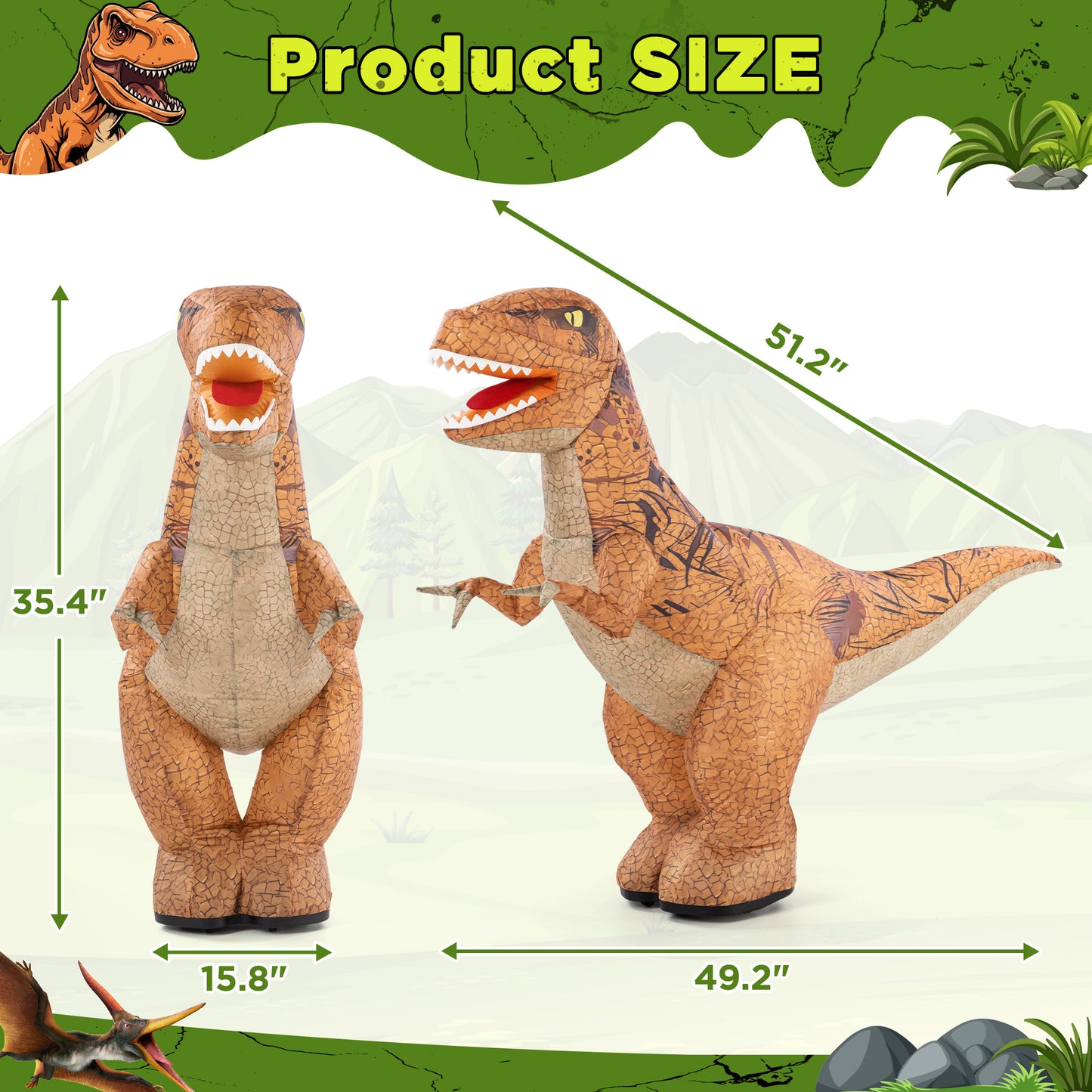 Xmhook 4ft Inflatable Dinosaur Remote Control Car with LED Sound & 360 °Rotation, Large Walking Dinosaur Blow up Toy for Kids Ages 3+ Gift, Brown