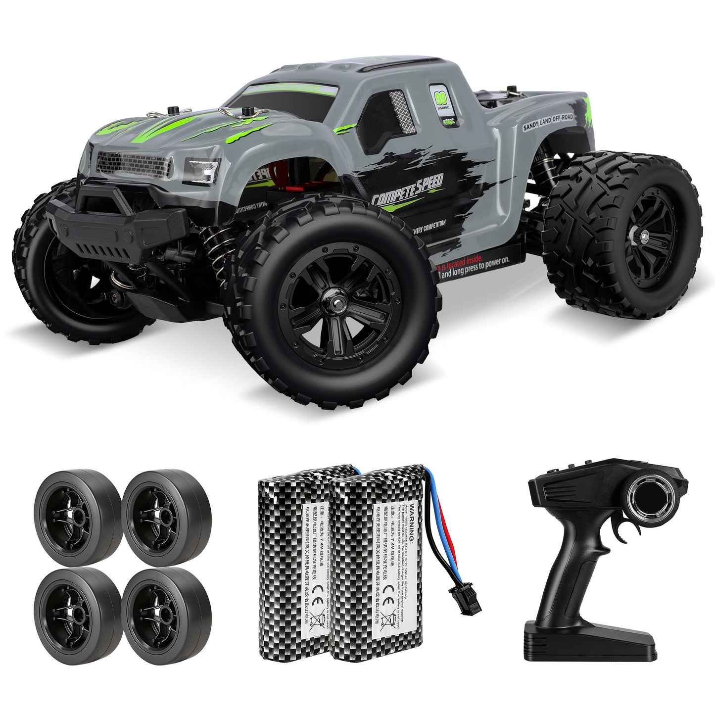 1:18 RC Cars, 36KM/H 4WD High-Speed Remote Control Monster Truck w/ Dual Rechargeable Batteries, 2.4 GHz Alloy RC Cars for Kids Adults Birthday Party Gifts